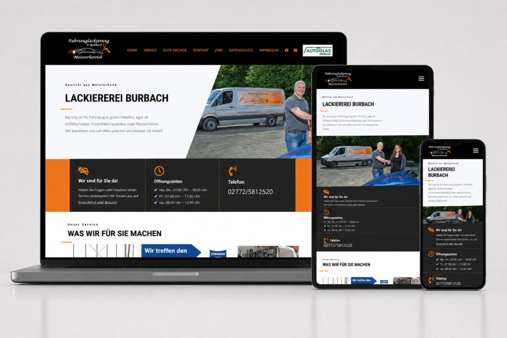 Webdesign-Herborn-Burbach Website Erstellung für Lackiererei Burbach in Herborn