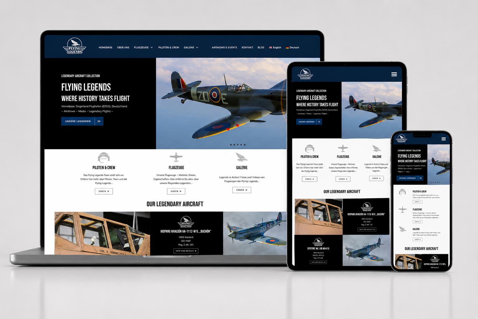 Webdesign-Luftfahrt Webdesign für Flying-Legends GmbH in Gelnhausen
