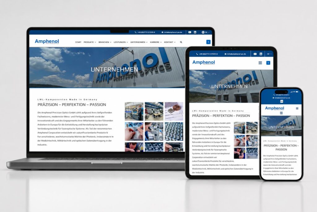 Webdesign für Amphenol Precision Optics in Herborn Webdesign für Amphenol Precision Optics in Herborn