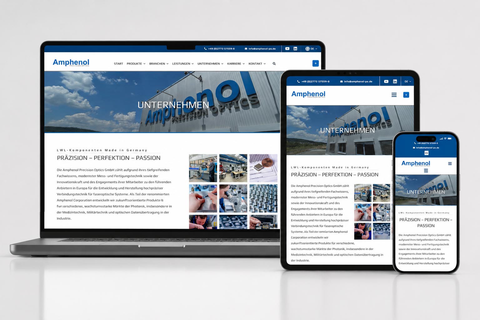 Webdesign für Amphenol Precision Optics in Herborn