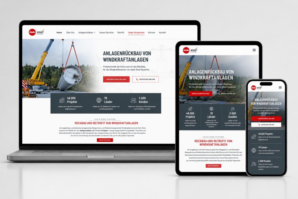 Webdesign Haiger – professionelle Homepage erstellen lassen Website-Landingpage für Hailo Wind Systems aus Haiger